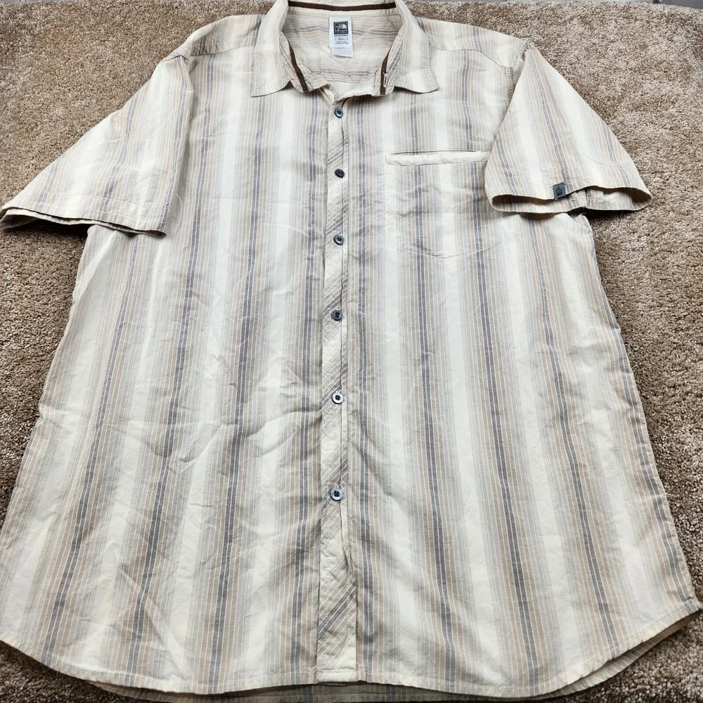 The North Face Shirt XL Brown Tan Short Sleeve Performance Button